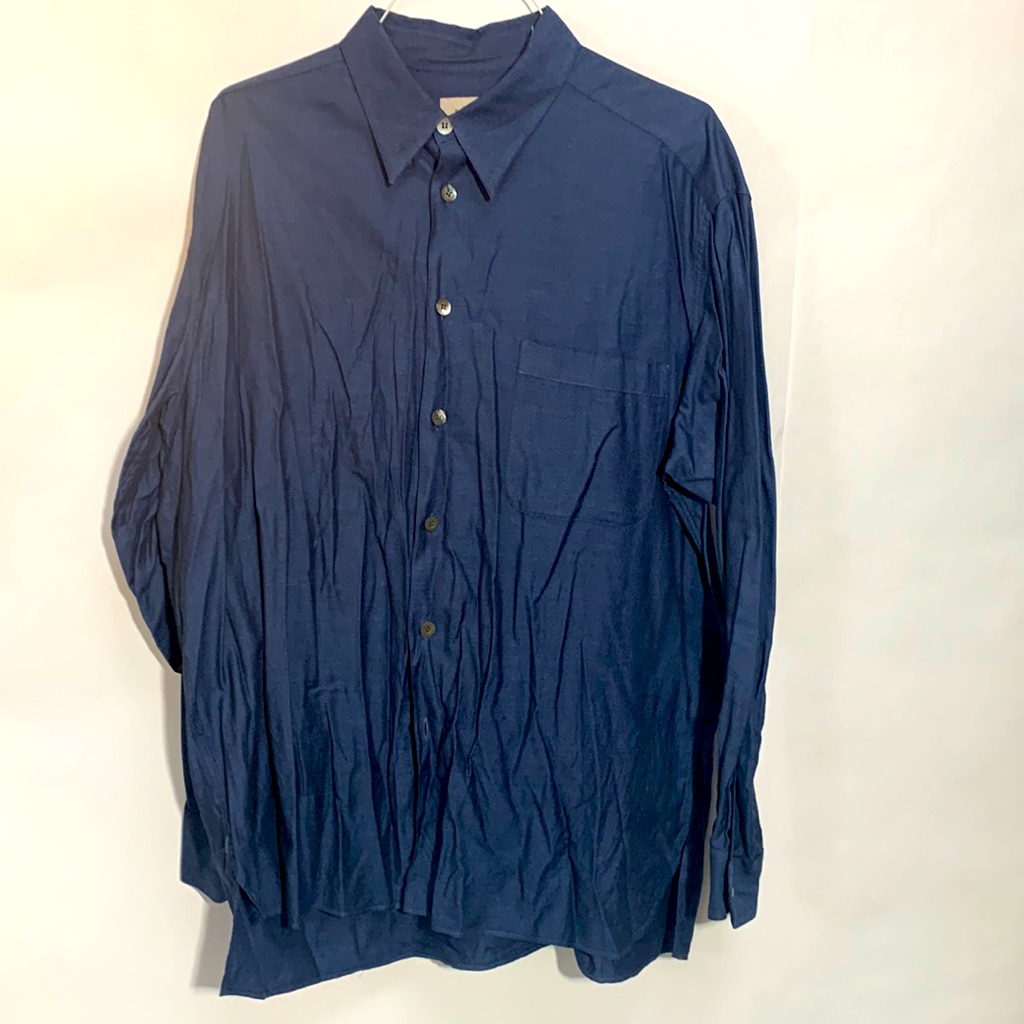 Zegna Deep Blue Hidden Buttoned Collar Front Pocket